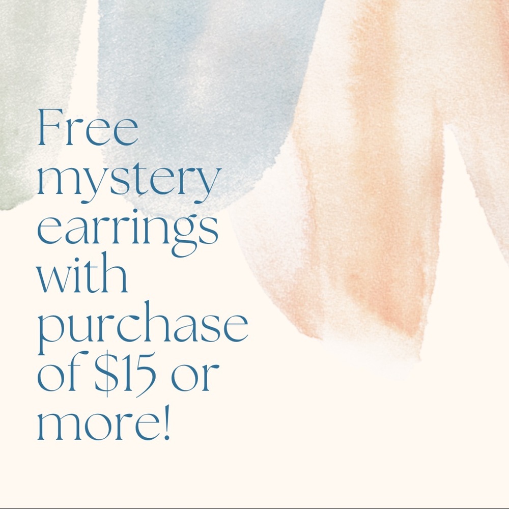 Free earrings with $15+ purchase or $7 each!!